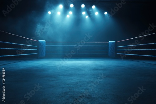 Dramatic Boxing Ring Under Bright Spotlights