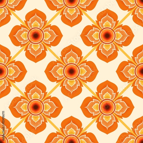 Obraz na płótnie Line Thai seamless pattern on background. w salonie