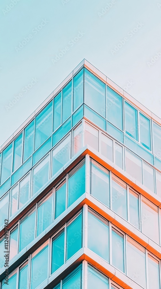Modern Glass Building with Clear Windows in Office Setting Modern Glass Building with Clear Windows in Office Setting