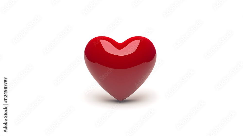 A glossy, red heart shape, isolated on white.
A glossy, red heart shape, isolated on white.