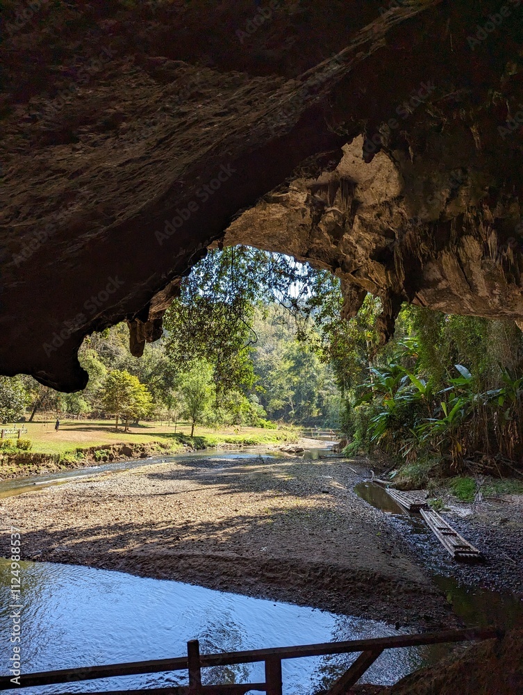 Coming out of a river cave into the sun 
