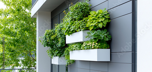 Urban gardening action vertical green walls in contemporary architecture urban environment aesthetic viewpoint sustainability concept
