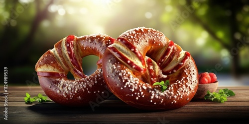 German pretzel  natural food detailed presentation ce photo