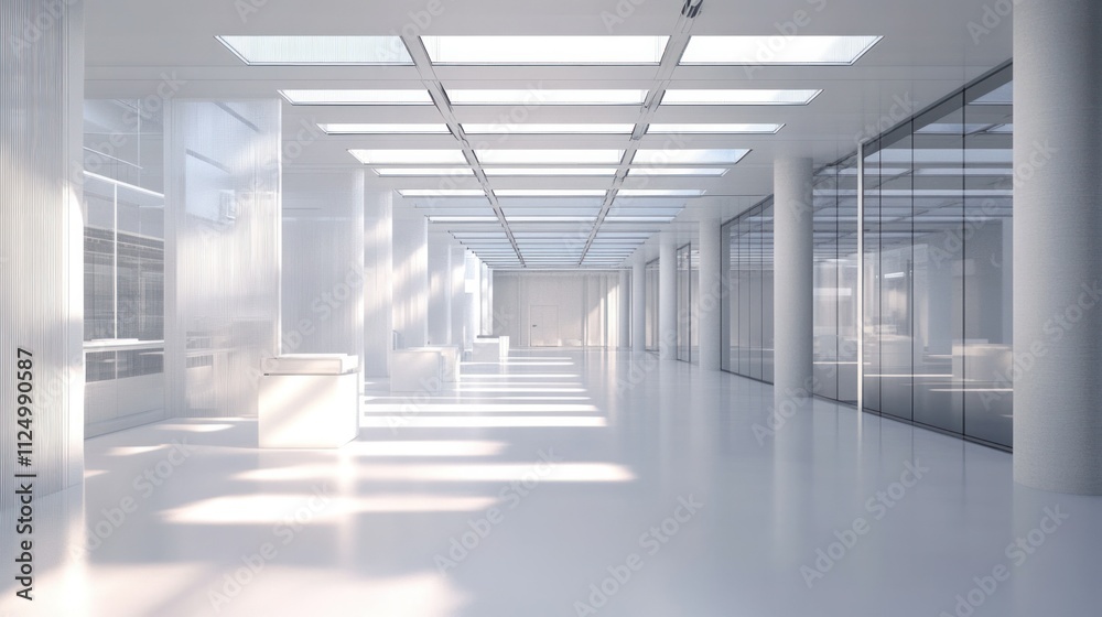 Fototapeta premium Industry 5.0 scenario: a quiet factory floor, minimal noise, advanced vibration dampening, harmonious environment for workers