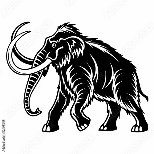 Stunning Woolly Mammoth Artwork with Isolated White Background for Wildlife and History Design photo