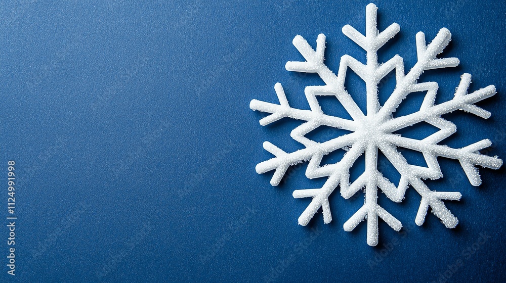 Inside the studio, a single, ultra-detailed snowflake ornament crafted with intricate details, isolated against a deep navy blue background for a frosty, magical December look Inside the studio, a single, ultra-detailed snowflake ornament crafted with intricate details, isolated against a deep navy blue background for a frosty, magical December look