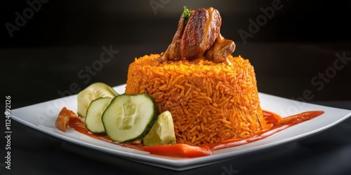 Nigerian jollof rice  natural food detailed presentat