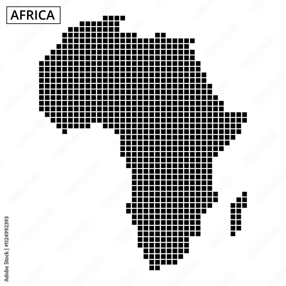Map of Africa outlined in dotted pattern showcasing geographic features and layout Map of Africa outlined in dotted pattern showcasing geographic features and layout