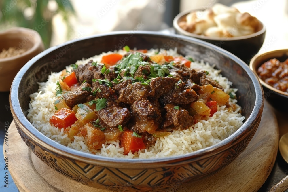 Savoring Yemeni Mandi Rice with Lamb in Ancient Mud Brick Towers Yemen Culinary Delight Historic Ambiance Cultural Experience Savoring Yemeni Mandi Rice with Lamb in Ancient Mud Brick Towers Yemen Culinary Delight Historic Ambiance Cultural Experience