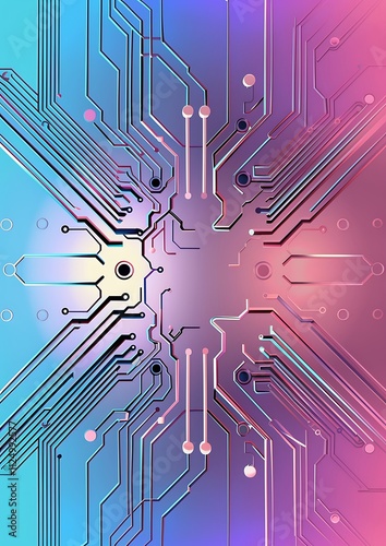 Pastel Circuit Board Design with Futuristic Elements photo