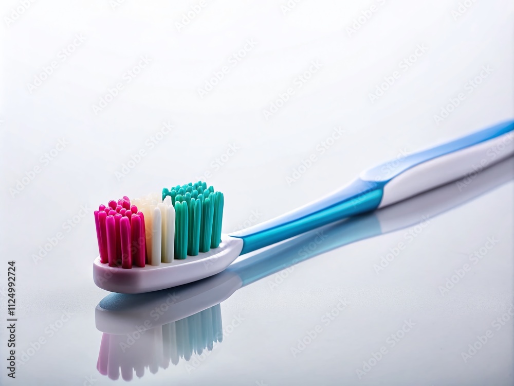 Clean and Modern Toothbrush Design with White Background and Ample Copy Space for Dental Health Promotion and Branding in Oral Care Products