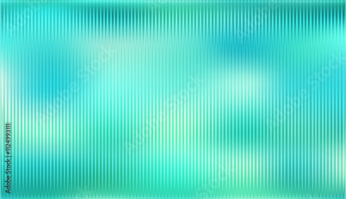 Bright green neon holographic ribbed glass. Vector ribbed glass texture background. Mesh gradient. acrylic ribbed bath surface. Reeded glass background semitransparent overlay. Bath wall window