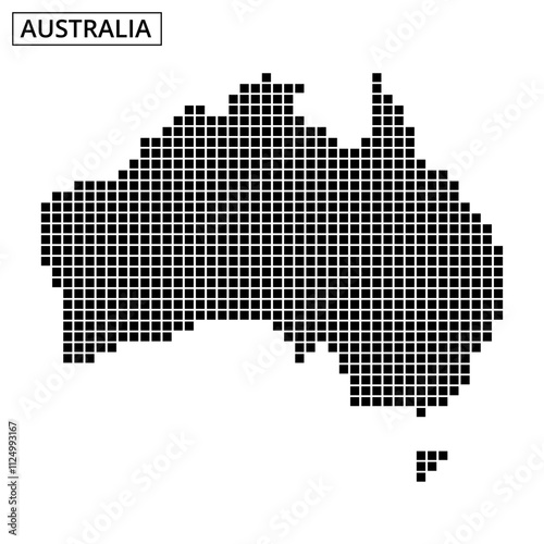 Australia map illustrated with dot patterns showcasing geographical features