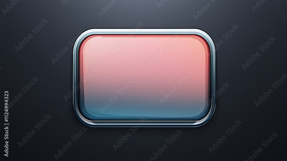 Gradient button with chrome frame on dark background. Gradient button with chrome frame on dark background.