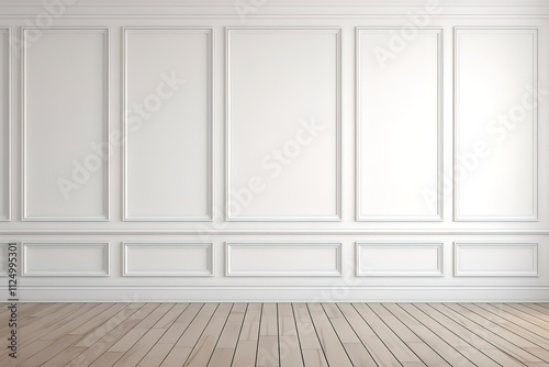 Fantastic Empty Room with White Wall and Brown Floor