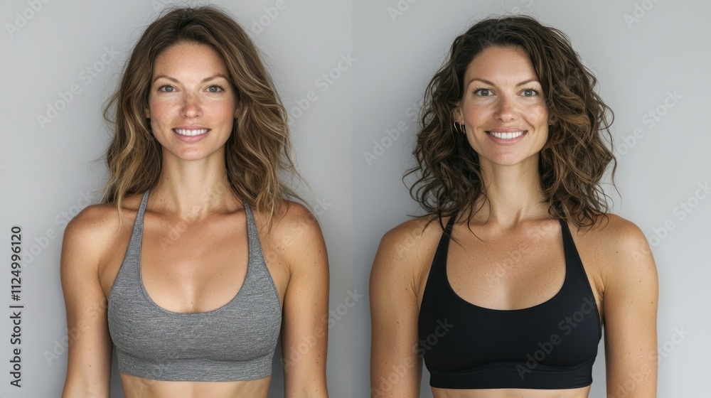 A side-by-side photo showing an individual before and after personal transformation, such as a fitness journey or a makeover. A side-by-side photo showing an individual before and after personal transformation, such as a fitness journey or a makeover.