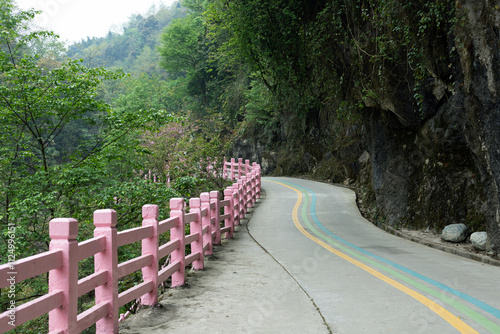 Rural cement road in Pengzhou, Sichuan province, China photo