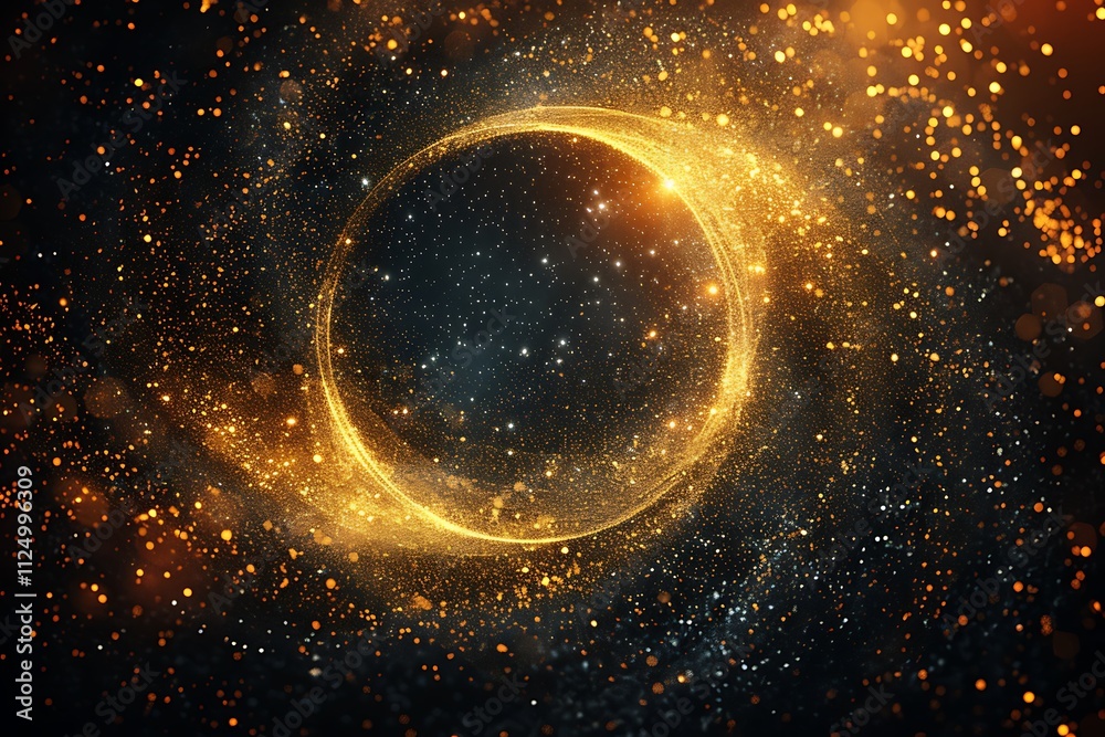 Circular Golden Sparkles on Dark Background Circular Golden Sparkles on Dark Background