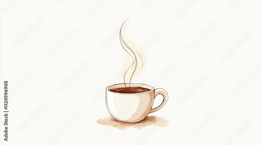 Obraz premium Minimalist Illustration of a Cup of Coffee