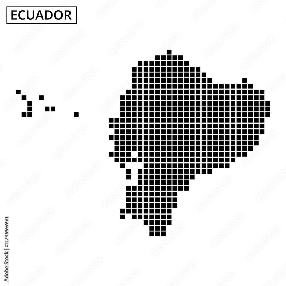 Map of Ecuador illustrating geographical features with dot pattern design