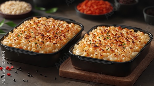 Baking Mac and Cheese Delight Kitchen Recipe Guide Cozy Home Close-up Realistic Flavor Explosion photo