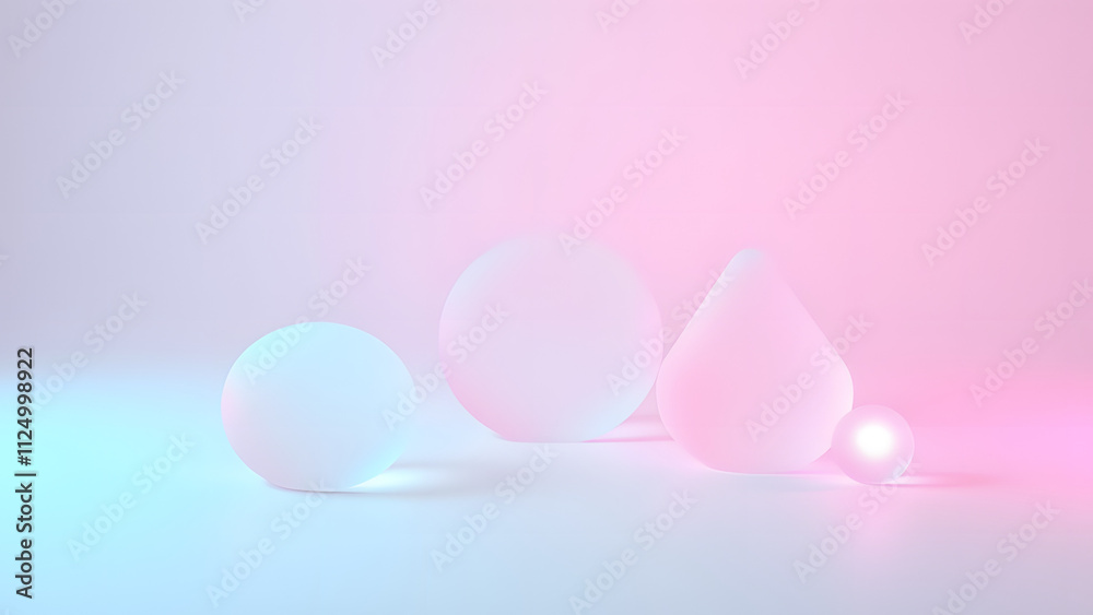 Minimal frosted glass shapes placed over a pastel cyan-pink gradient, with soft glowing orbs Minimal frosted glass shapes placed over a pastel cyan-pink gradient, with soft glowing orbs