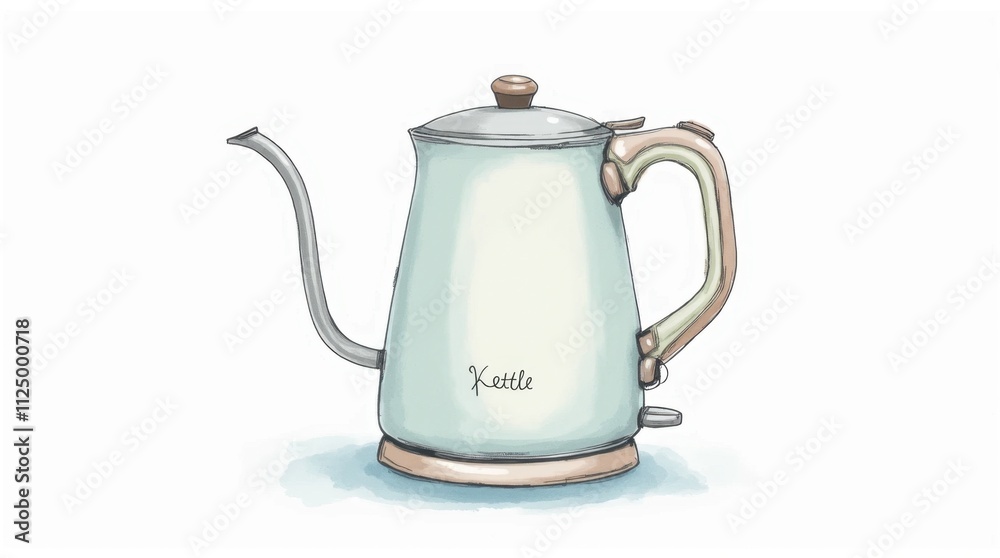 Minimalist Illustration of a Kettle Against a White Background Minimalist Illustration of a Kettle Against a White Background