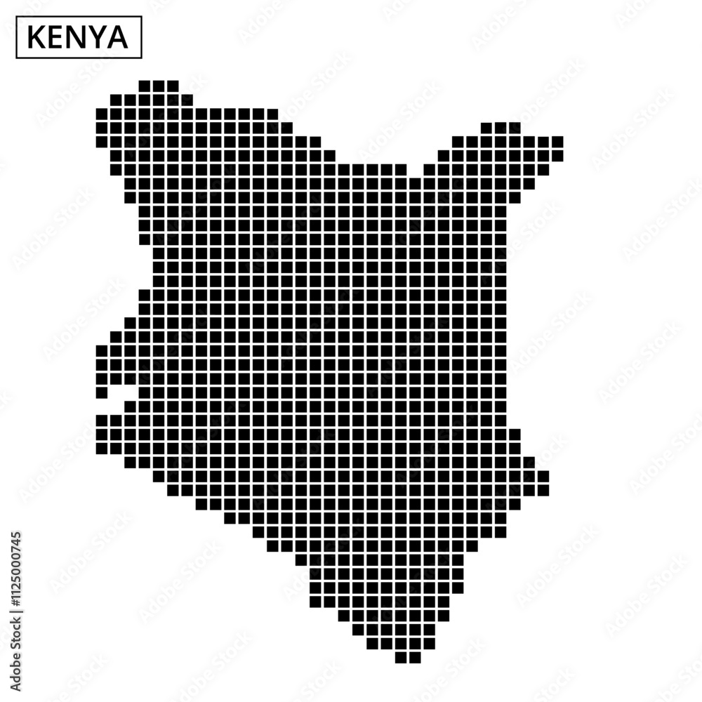 Dot pattern illustration of Kenya highlighting geographical features and characteristics Dot pattern illustration of Kenya highlighting geographical features and characteristics