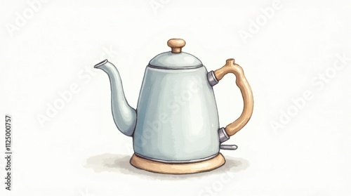 Minimalist Kettle Illustration on White Background