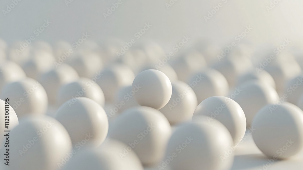White spheres forming pattern with one standing out representing uniqueness White spheres forming pattern with one standing out representing uniqueness