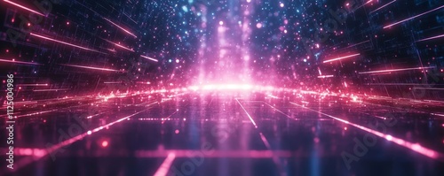 retro inspired synthwave background with neon grid lines, Generative AI