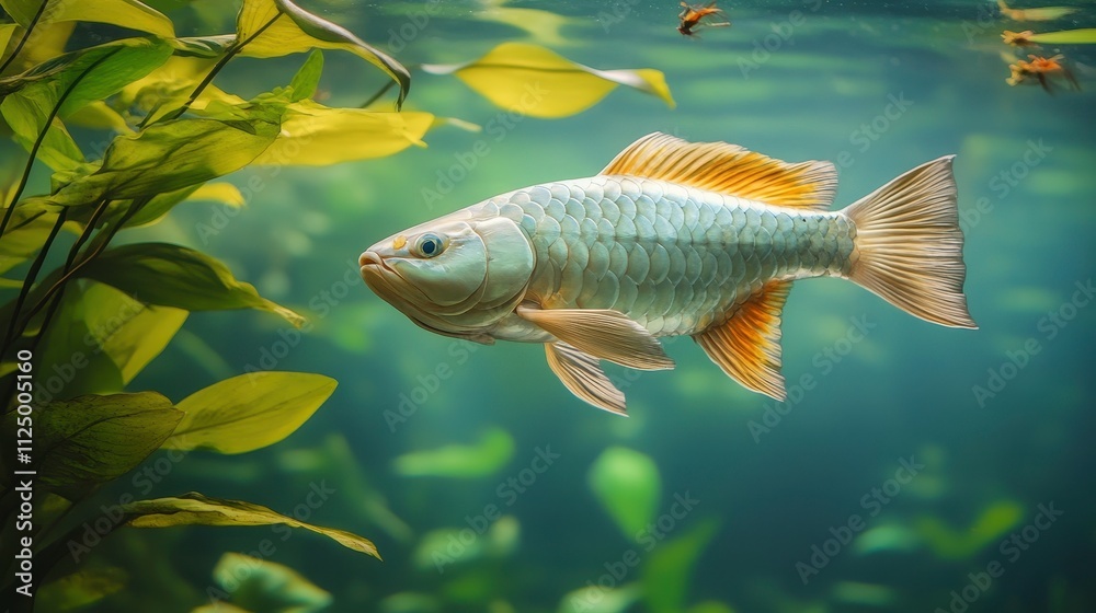 Fototapeta premium Serene Fish Swimming in Clear Aquatic Environment