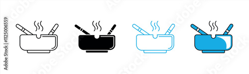 ashtray icon set. cigarette ashtray icon. vector illustration