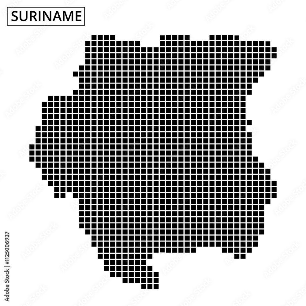 Detailed representation of Suriname with a unique dot pattern design Detailed representation of Suriname with a unique dot pattern design