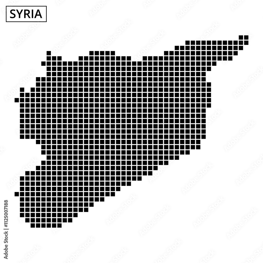 Obraz premium Dot pattern representation of the map of Syria showing detailed geographic features