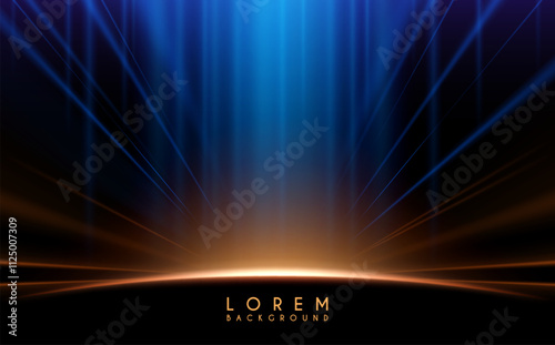 Blue and yellow light rays background