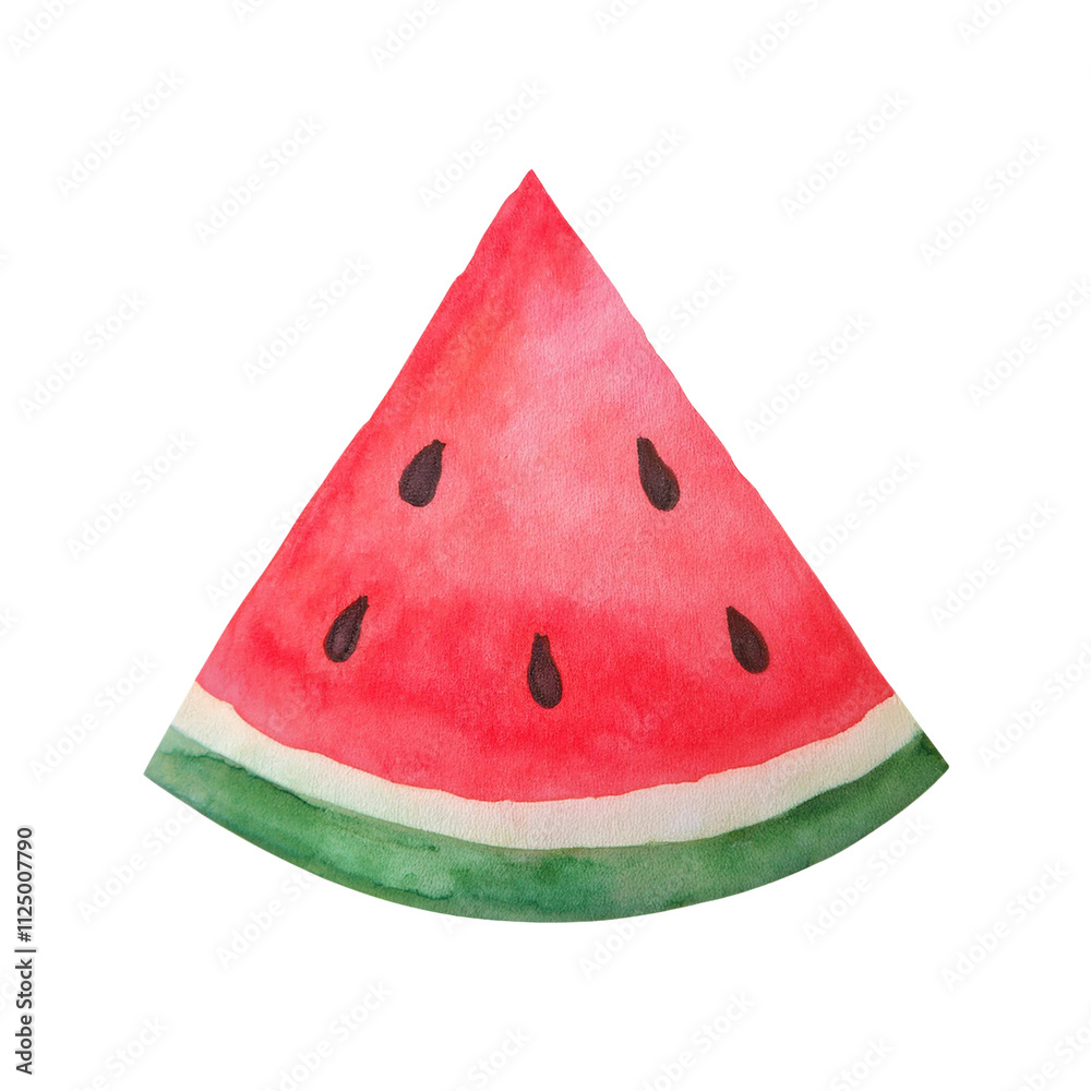 Juicy Watermelon Slice Summer Fruit Watercolor Painting Red Green Seeds Refreshing Delicious Juicy Watermelon Slice Summer Fruit Watercolor Painting Red Green Seeds Refreshing Delicious