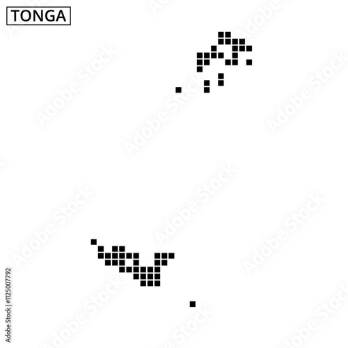 Map outline of Tonga composed of dot patterns showcases island geography