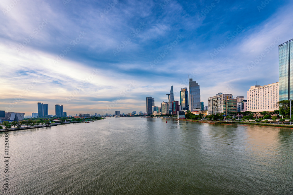 Buildings in the central area of Ho Chi Minh City, along the Saigon River.