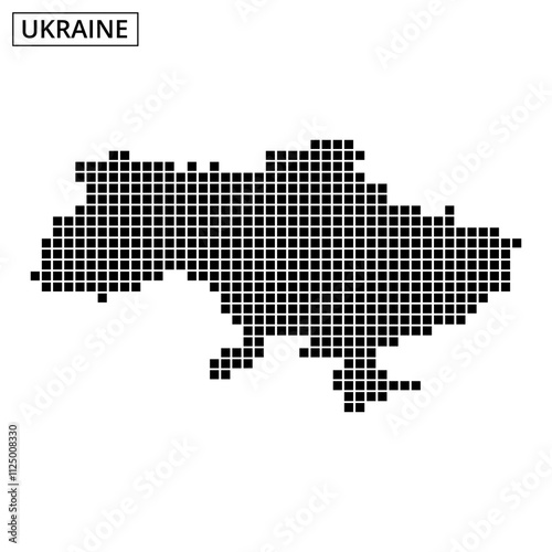 Ukraine outline map filled with dot pattern showcasing geographical features clearly