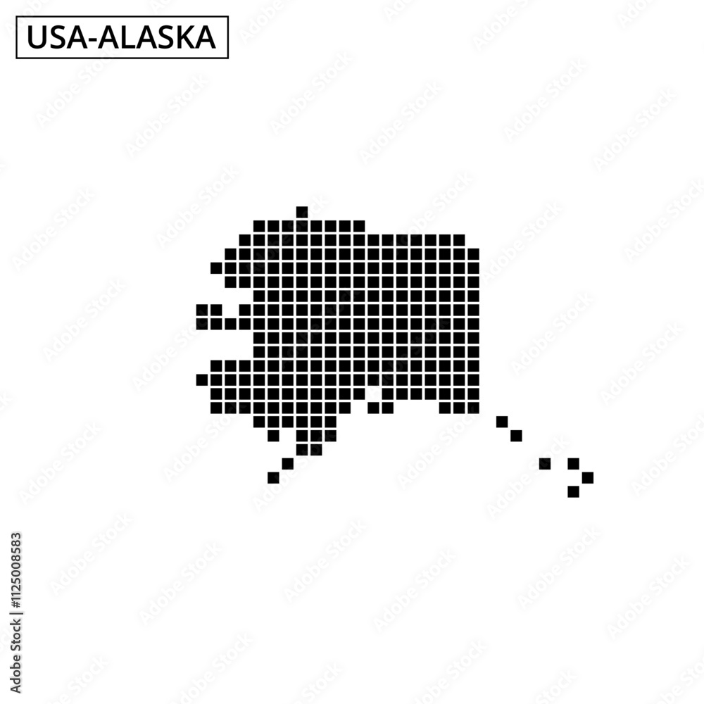 Fototapeta premium Unique dotted representation of Alaska showcasing its distinct outline and geography