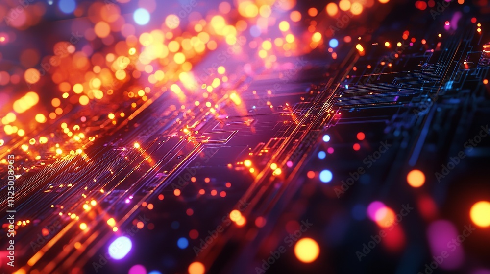 Vibrant Abstract Background Featuring Circuit Patterns