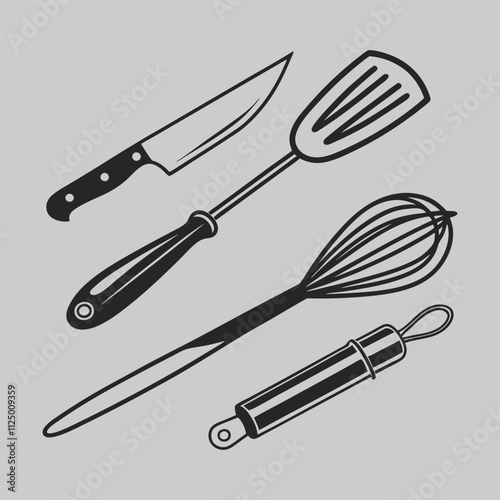 kitchen toots silhouette vector art and illustration