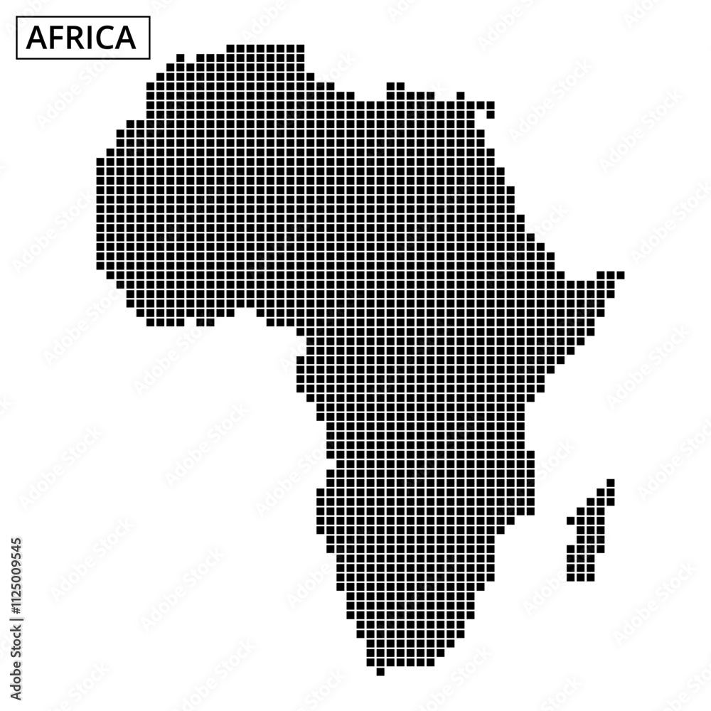 Map of Africa outlined in dotted pattern showcasing geographic features and layout Map of Africa outlined in dotted pattern showcasing geographic features and layout