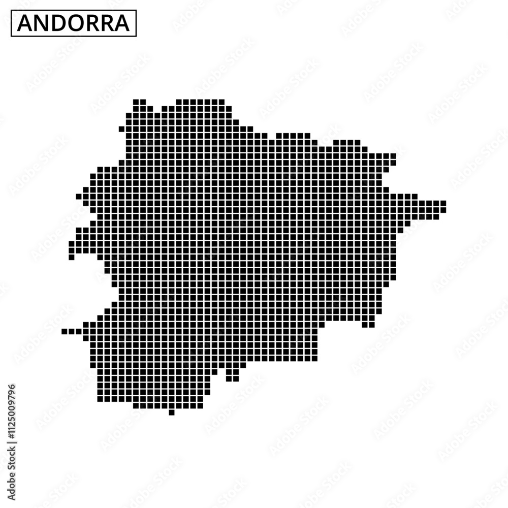 Map outline of Andorra displayed in a pixelated style representing its borders Map outline of Andorra displayed in a pixelated style representing its borders