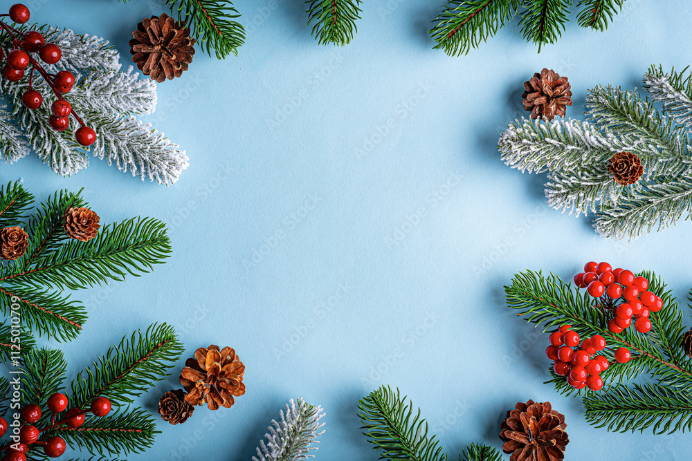 Christmas background. New Year and Christmas decorations as a festive background. Top view.
