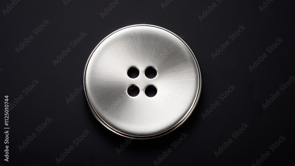 Modern metallic button on a clean dark background, suitable for design and tailoring. Modern metallic button on a clean dark background, suitable for design and tailoring.