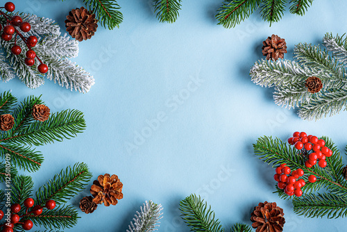 Obraz na płótnie Christmas background. New Year and Christmas decorations as a festive background. Top view. w salonie