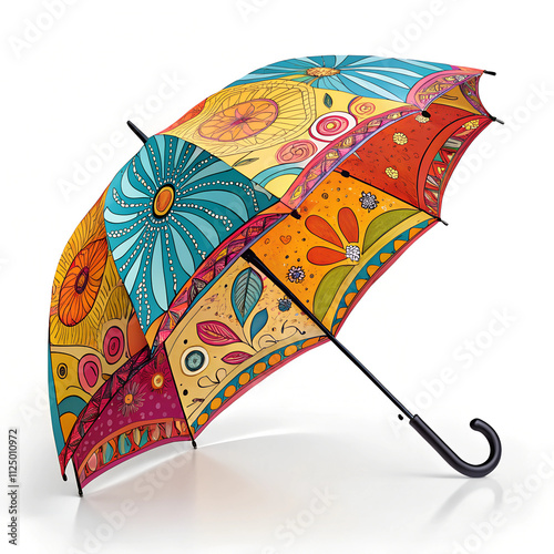 bright colored umbrella open  on white