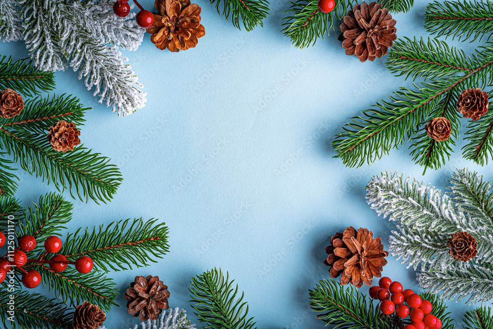 Christmas background. New Year and Christmas decorations as a festive background. Top view.